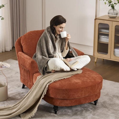 Indoor Chaise Lounge Chair — Upholstered Single Sofa for Bedroom & Living Room