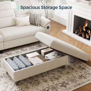 46-Inch Linen Storage Ottoman Bench with Folding Lid