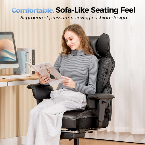 High-Back Ergonomic Office Chair – Reclining, Footrest & Pocket Spring Lumbar Support