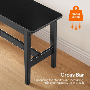 Bamboo Dining Bench with Metal Legs – Farmhouse Kitchen & Entryway Bench