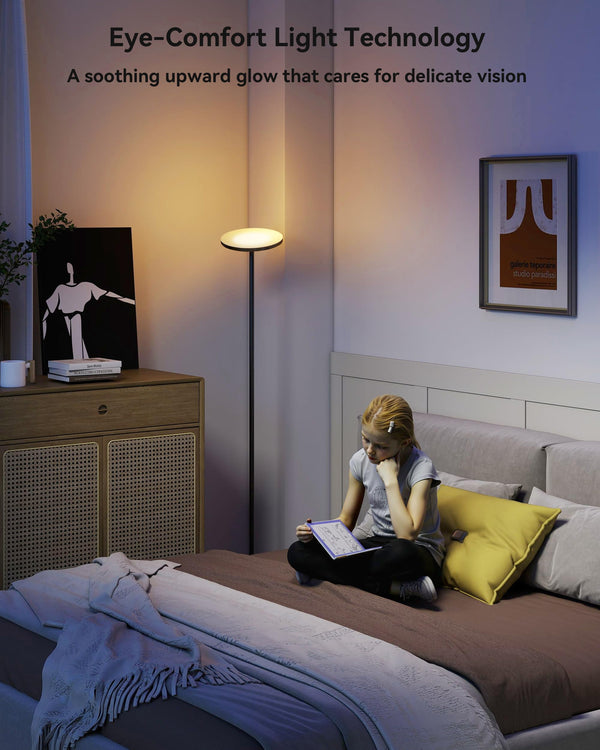 LED Torchiere Floor Lamp with Remote & Foot Switch
