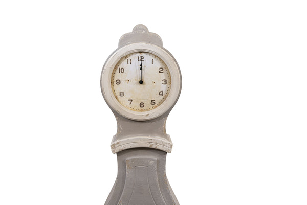 Distressed Grey Wood Grandfather Wall Clock