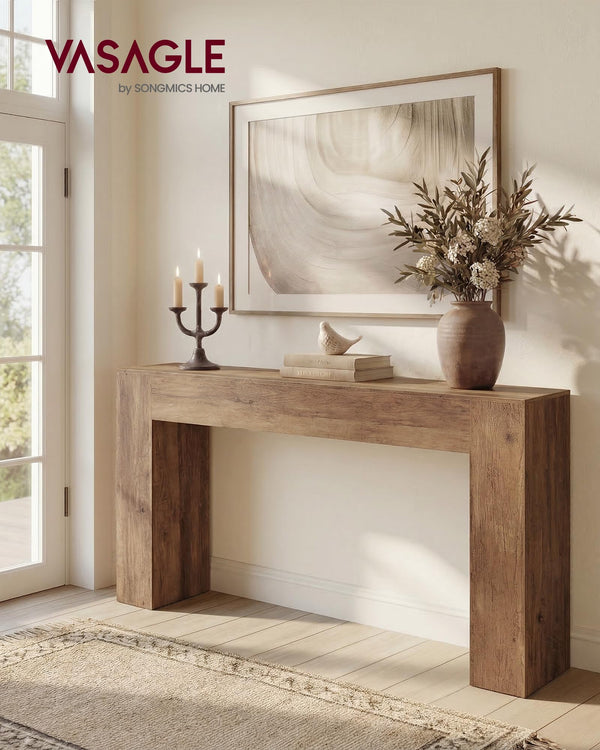 U-Shaped Console Table with Thick Tabletop