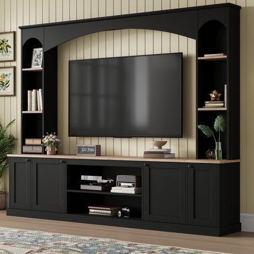 91" Arched Entertainment Center Wall Unit