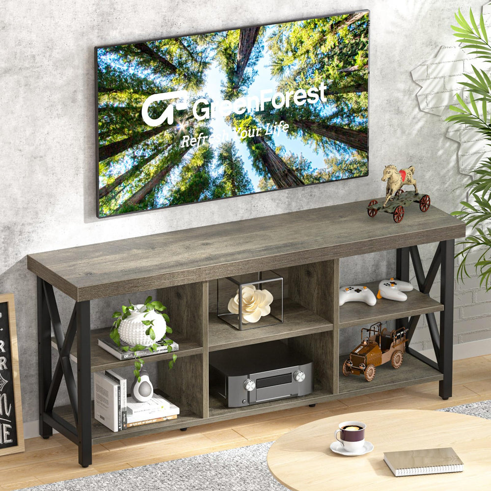 TV Stand for TVs up to 65 Inches – 6-Compartment Entertainment Center