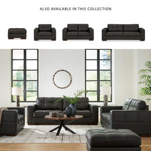 Leather Tufted Rectangular Ottoman, Dark Brown