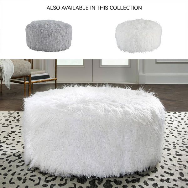 Faux Fur Oversized Accent Ottoman