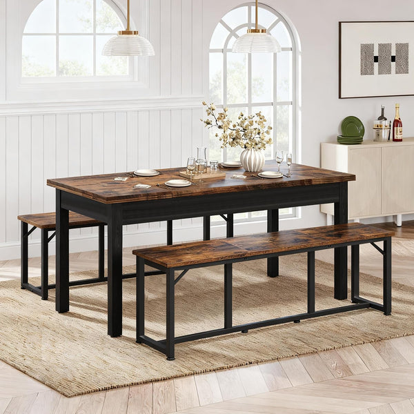 47.2" Industrial Dining Bench – Rustic Brown