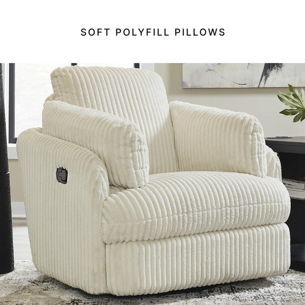 Swivel Glider Rocker Recliner with Bolster Pillows and Hidden Storage
