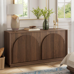 Fluted Sideboard Buffet Cabinet with Storage, 65"