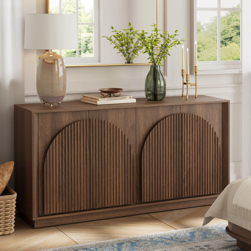 Fluted Sideboard Buffet Cabinet with Storage, 65"