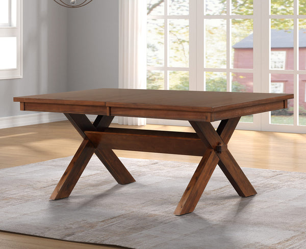 6-Piece Extendable Trestle Dining Set with 4 Chairs and Bench