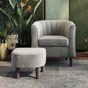 Barrel Accent Chair with Ottoman – Velvet