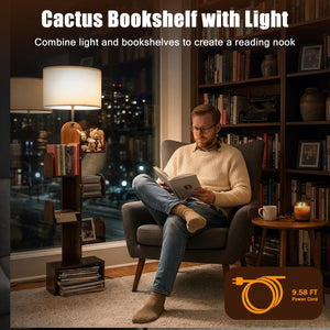 5-Tier Cactus Bookshelf Floor Lamp with Dimmable Lighting