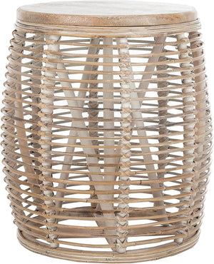 Safavieh Home Maui Coastal Natural Rattan Drum Stool Table