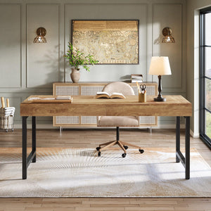 55" Industrial Executive Desk with Metal Legs