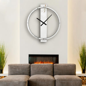 Large Mirror Wall Clock with Round Glass Face