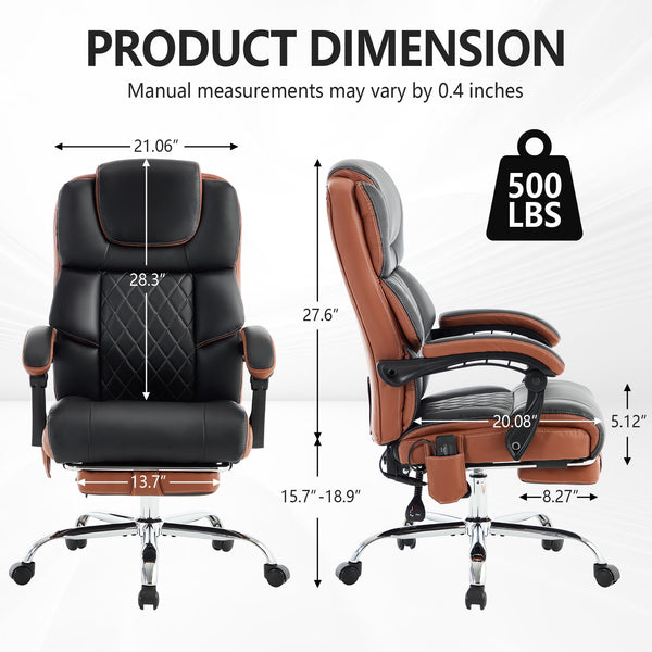 Massage Office Chair 6-Point Vibration with Footrest & Heat