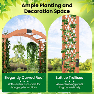 Wooden Garden Arbor with Planter Boxes & Climbing Trellis