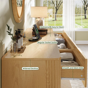 9-Drawer Fluted Dresser – 62.9" Wide Bedroom Chest of Drawers