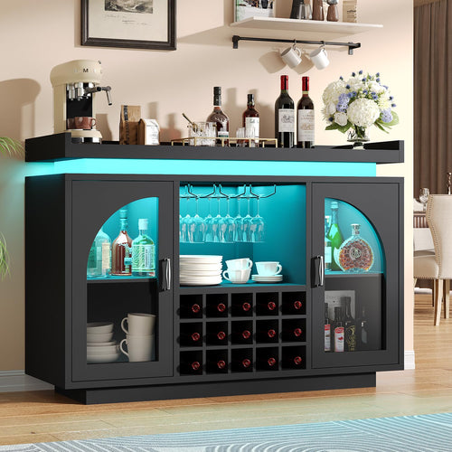 Bar Cabinet with LED Light & Power Outlet