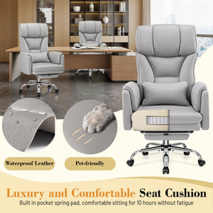 Wide Reclining Office Chair 400 lbs – Reversible Armrest, Lumbar Support & Footrest
