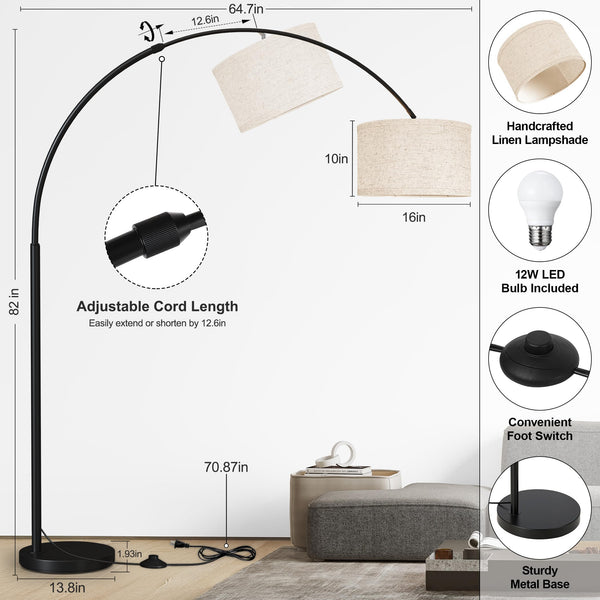 82" Tall Arc Floor Lamp with Remote Control