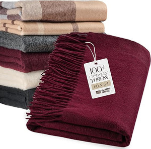 Cashmere Throw Blanket with Fringe – 60 x 54 Inch