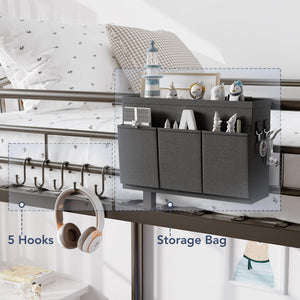 Twin Over Twin Metal Bunk Bed with Storage