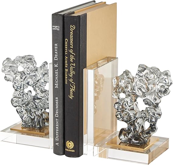 Clear Glass Horse Bookends Set of 2 with Pyramid Base
