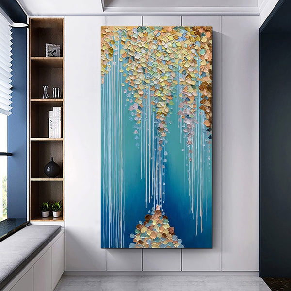 Hand-Painted Abstract Oil Painting on Canvas – 24x48 Inch Framed Wall Art