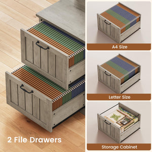 63" L-Shaped Desk with Drawers, Monitor Stand & Storage Cabinet
