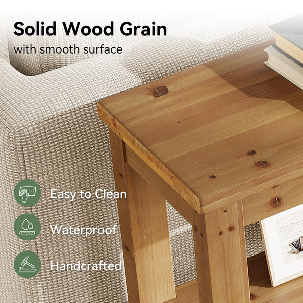 63-Inch Solid Wood Console Table with 6 Storage Cubes