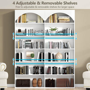 7-Tier Double Wide Bookcase with 12 Open Shelves