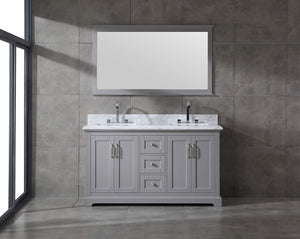 60" Double Sink Bathroom Vanity with Marble Countertop