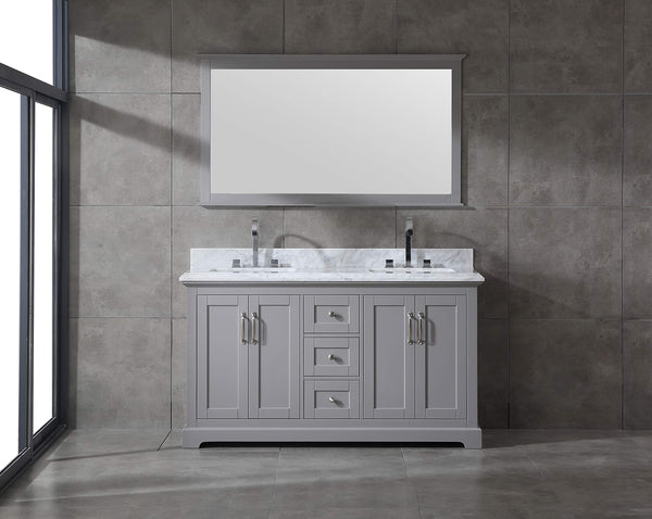 60" Double Sink Bathroom Vanity with Marble Countertop