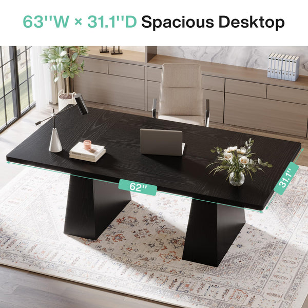 63-Inch Executive Desk with Double Pedestal