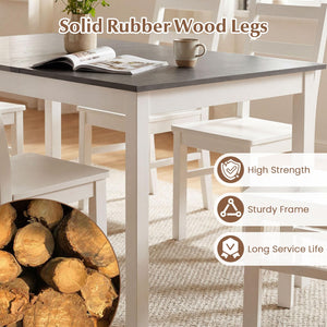 7-Piece Farmhouse Dining Table Set with 6 Chairs — Rubber Wood Legs