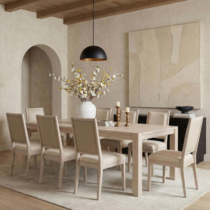 Extendable Dining Table Set with Upholstered Chairs, Off-White