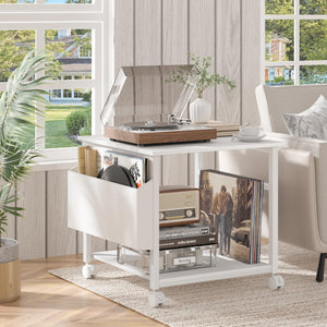 Rolling Printer Stand with Storage Shelf & Lockable Wheels