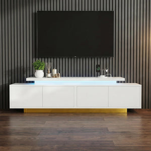 Extendable TV Stand with LED Lights & Charging Station