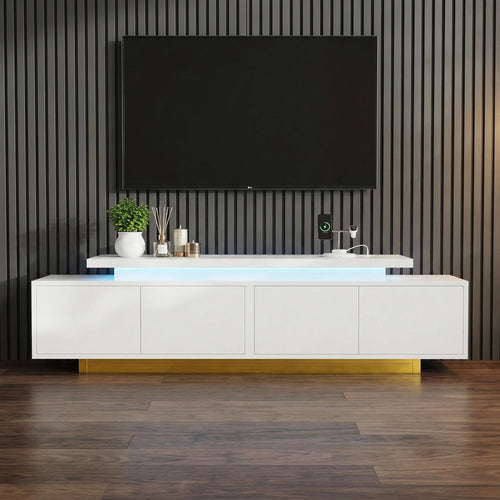 Extendable TV Stand with LED Lights & Charging Station