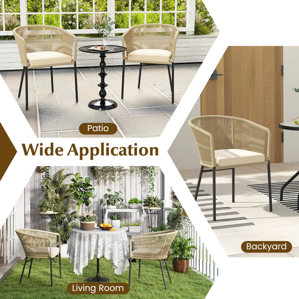 Patio Dining Chairs Set of 4 with Cushions & Armrests