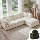 108" Cloud Modular Sectional Sofa with Washable Covers & Ottoman
