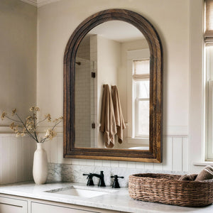 Arched Wood Frame Wall Mirror