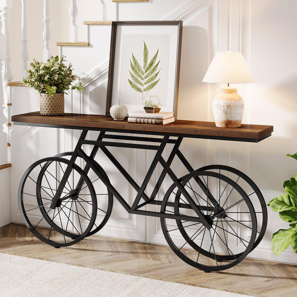 70.87" Industrial Console Table with Bicycle Metal Base