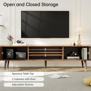 62-Inch TV Stand with Storage – Mid-Century Modern Media Console