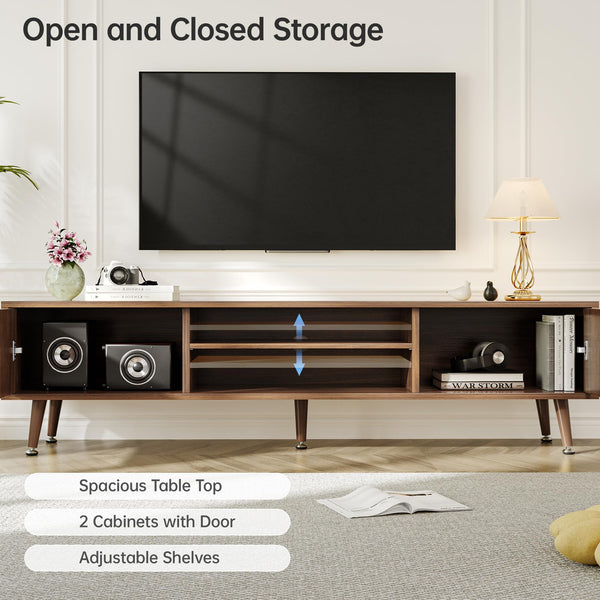 62-Inch TV Stand with Storage – Mid-Century Modern Media Console