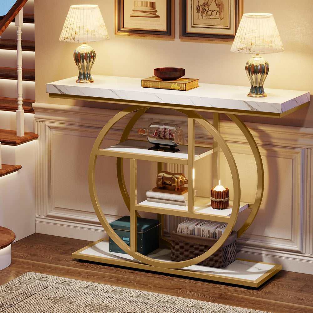 41.3" 4-Tier Console Table with Circle Base