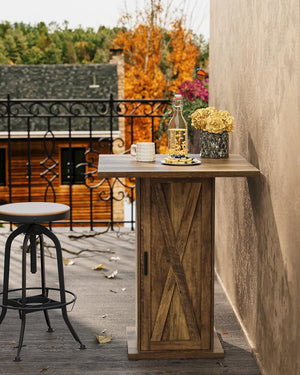Square Bar Table with 3-Tier Storage Cabinet